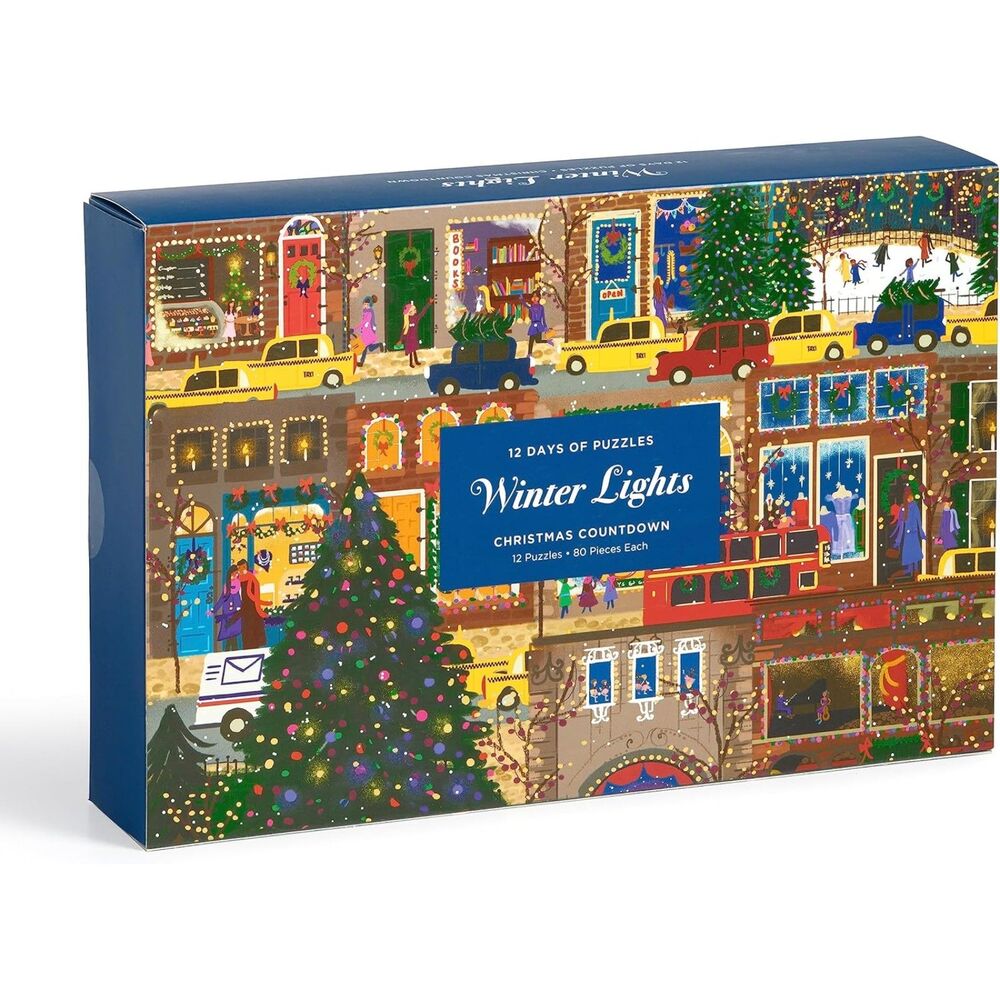 Galison Winter- 12 Days of Puzzles Featuring Images of Winter City Fun